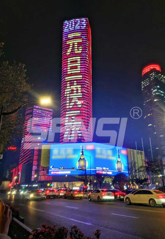 戶外LED大屏,城市景觀融合,夜間亮化,實現(xiàn)藝術(shù)化升級