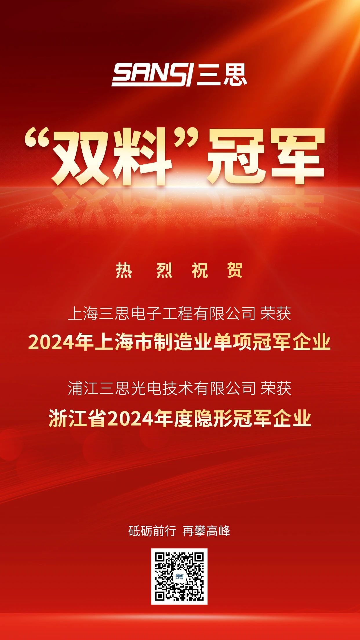 雙料冠軍,三思公司,被認定為,制造業,單項冠軍,隱形冠軍企業